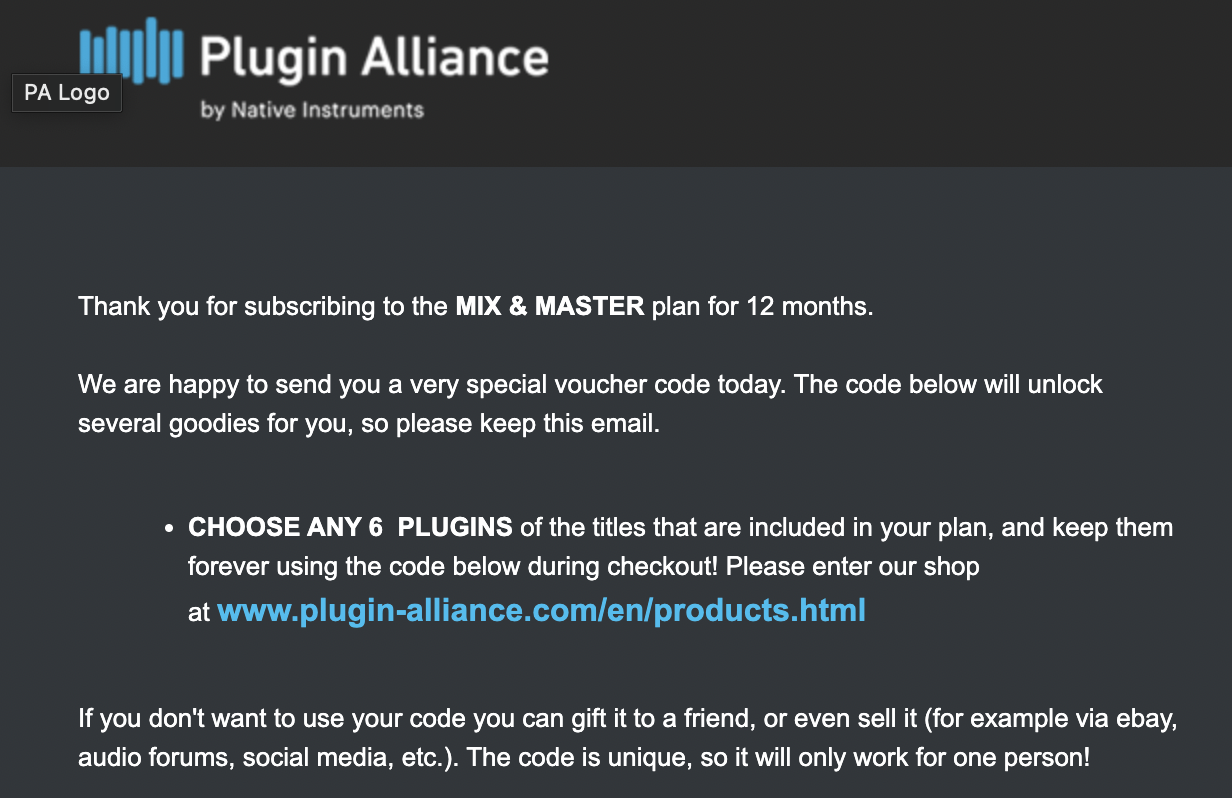 Plugin Alliance CHOOSE ANY 6 PLUGINS voucher